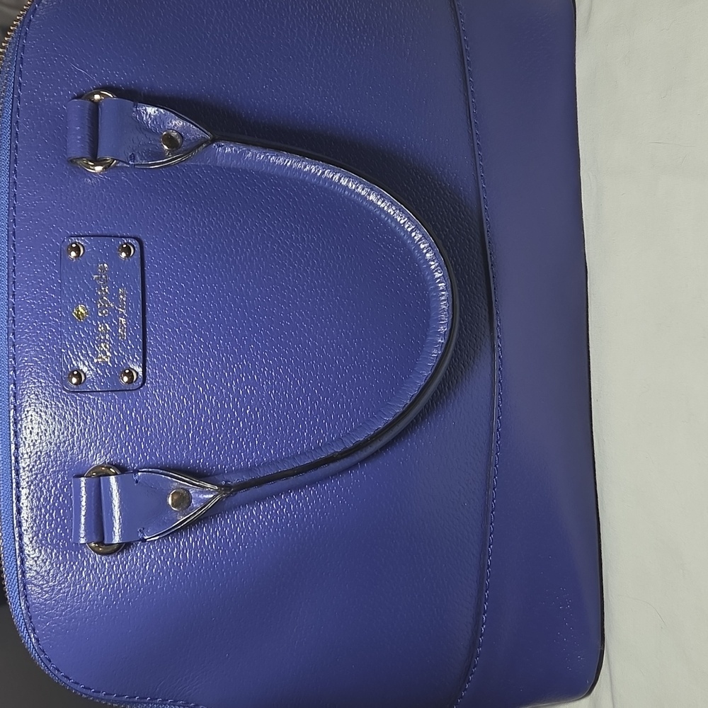 KATE SPADE NEW Royal Blue Pebbled Leather Wellesley Rachelle Satchel Purse - Picture 6 of 14